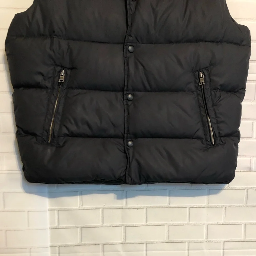 Banana Republic Men's Quilted Black Down Puffer Zip Front/Button Vest Jacket M - Picture 6 of 14